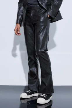 boohooMAN Split Hem Pu Tailored Flared Trousers | UK| Suits & Tailoring