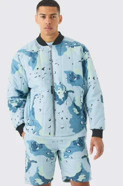 boohooMAN Square Quilted Camo Short & Bomber Jacket Set | UK| Shorts