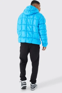 boohooMAN Square Quilted Ruched Puffer | UK| Coats & Jackets