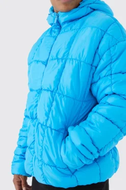 boohooMAN Square Quilted Ruched Puffer | UK| Coats & Jackets