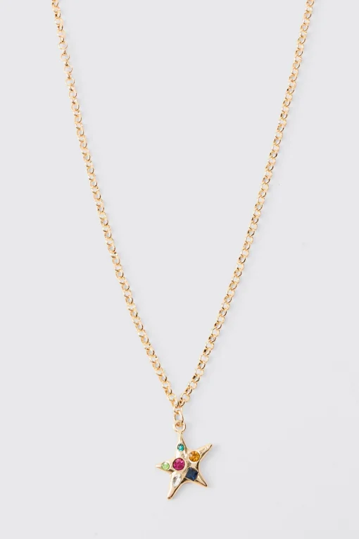 boohooMAN Star Gem Pendant Necklace In | UK| Jewellery & Watches