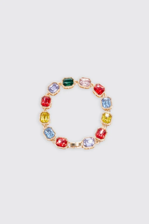 boohooMAN Stone Detail Iced Bracelet In | UK| Jewellery & Watches