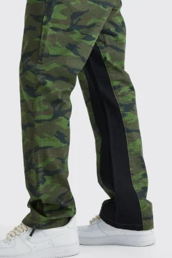 boohooMAN Straight Leg Colour Block Camo Trouser | UK| Trousers