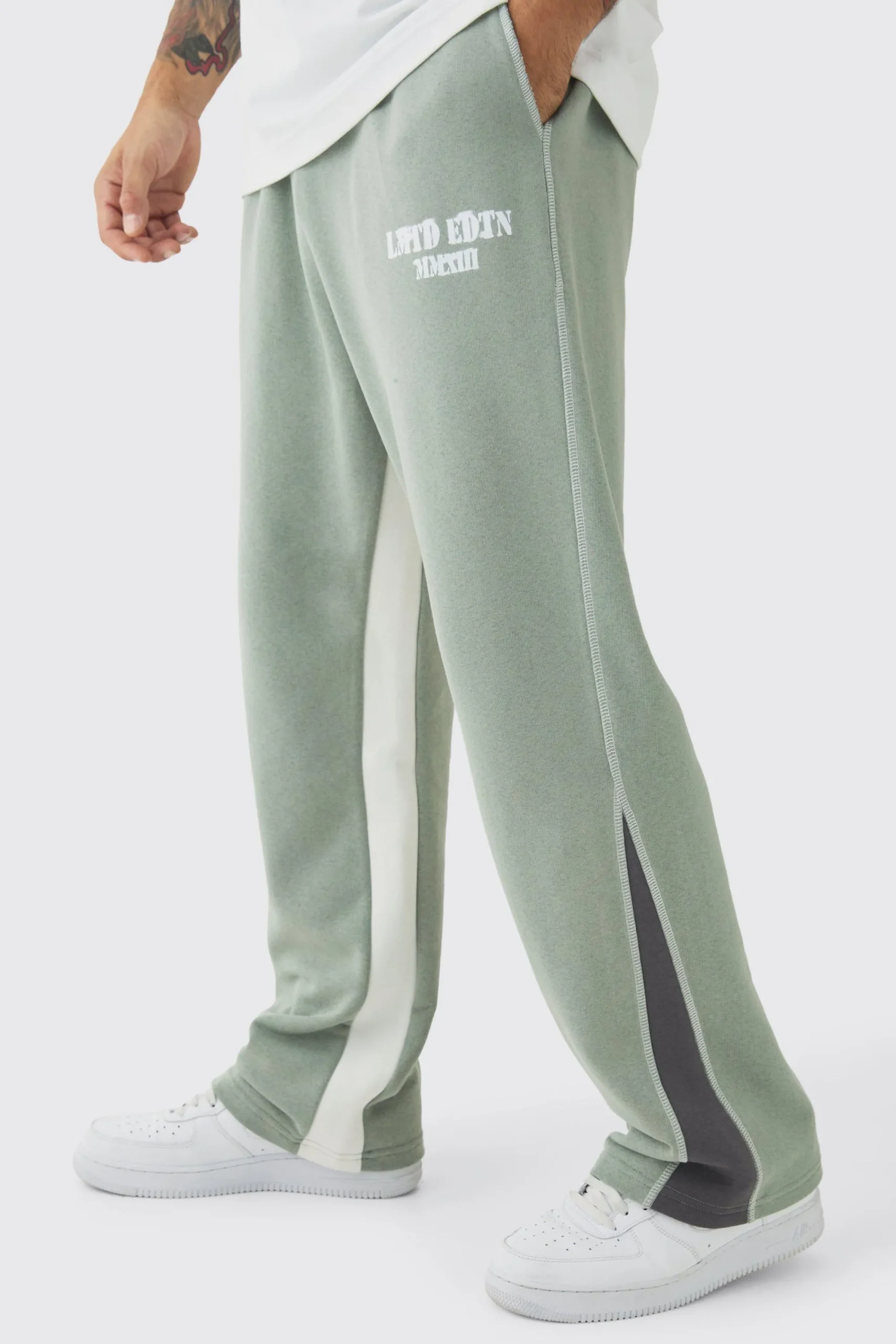 boohooMAN Straight Leg Contrast Stitch Loopback Gusset Jogger | UK| Trousers|Joggers