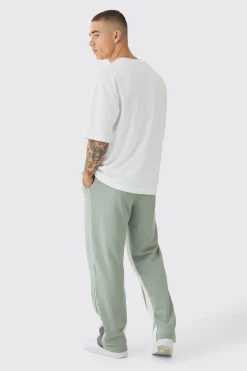 boohooMAN Straight Leg Contrast Stitch Loopback Gusset Jogger | UK| Trousers|Joggers