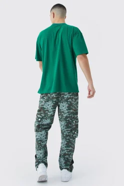 boohooMAN Straight Leg 3d Multi Cargo Camo Trouser | UK| Trousers