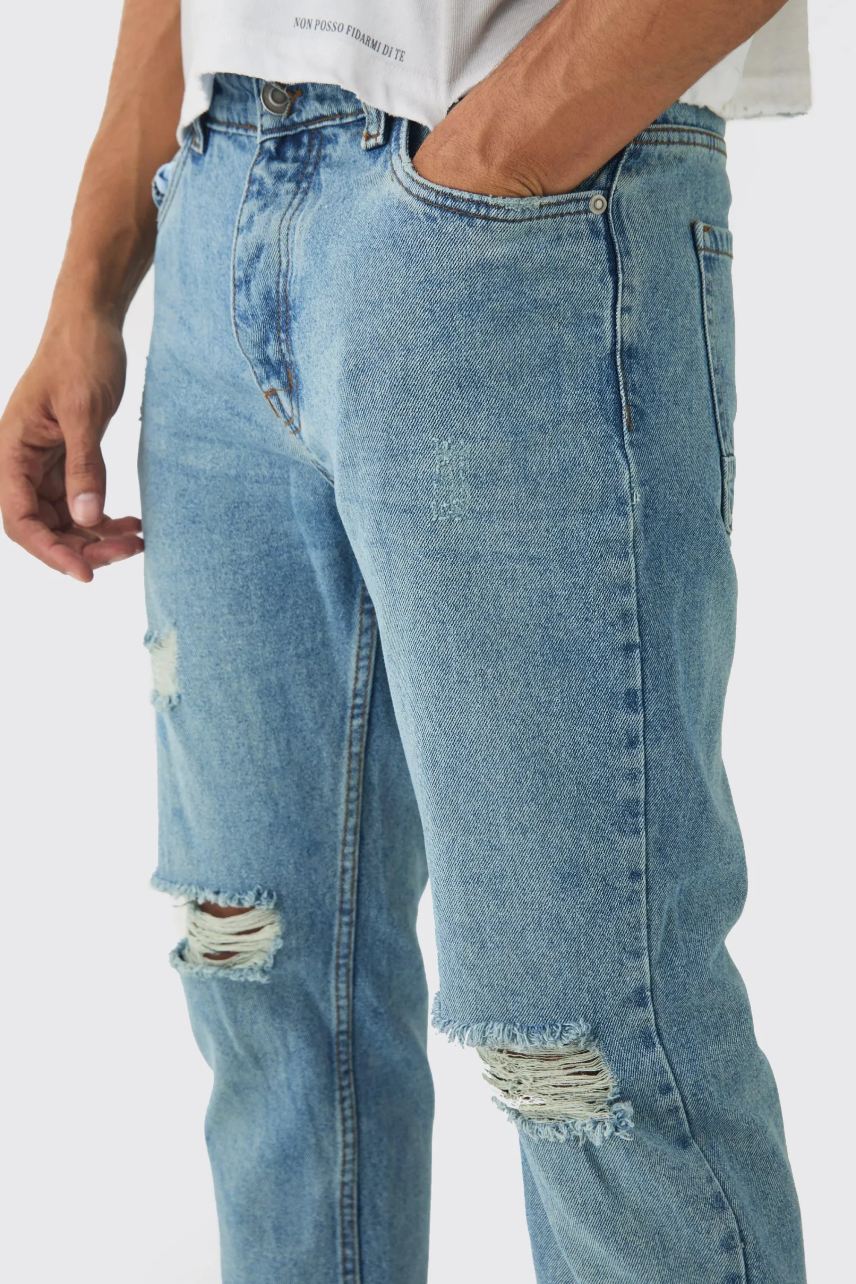 boohooMAN Straight Leg Distressed Ripped Knee Jeans | UK| Trousers|Jeans