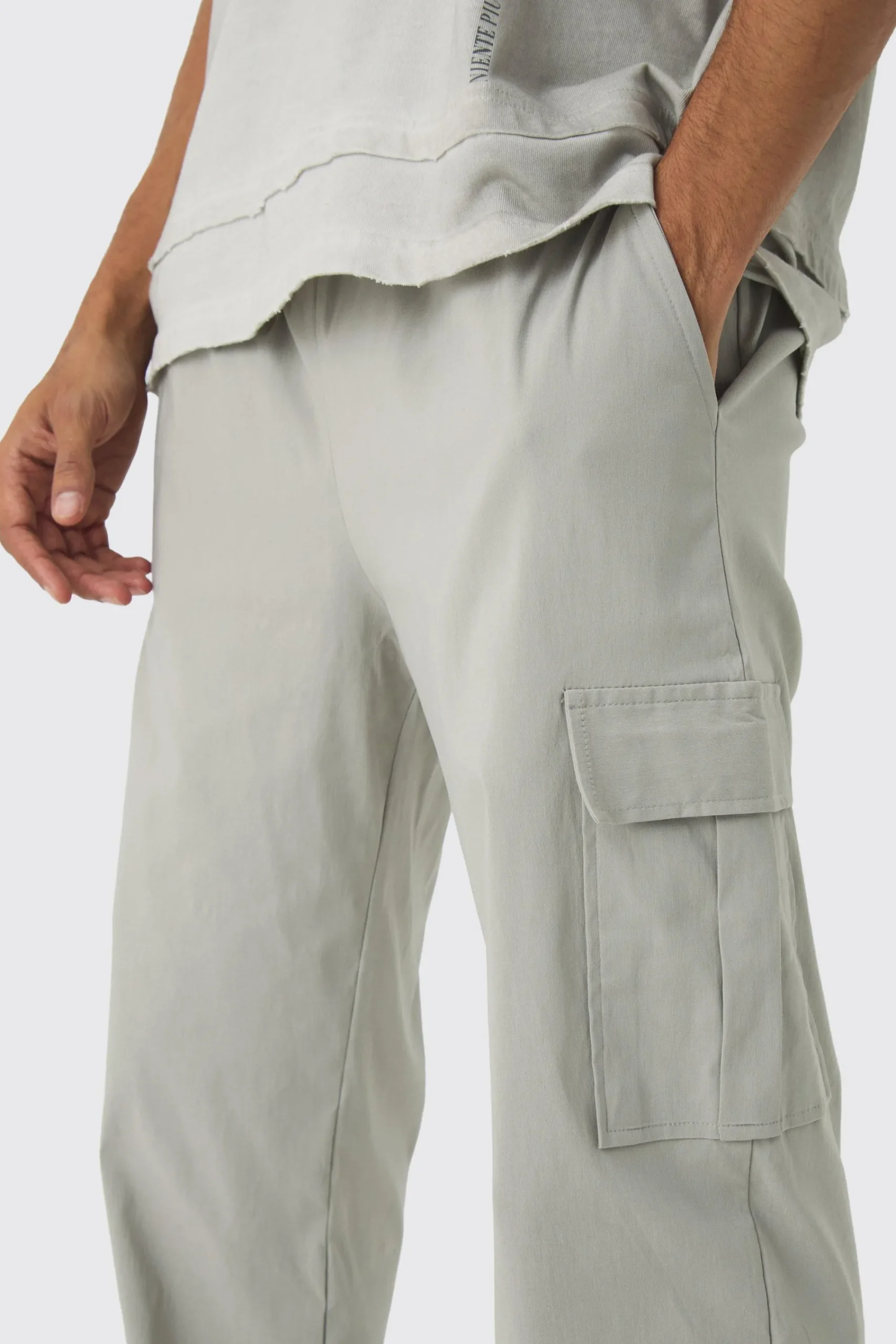 boohooMAN Straight Leg Elasticated Waist Bengaline Cargo Trouser | UK| Trousers|Cargos