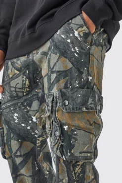 boohooMAN Straight Leg Forrest Camo 3d Cargo Pocket Trouser | UK| Trousers|Cargos