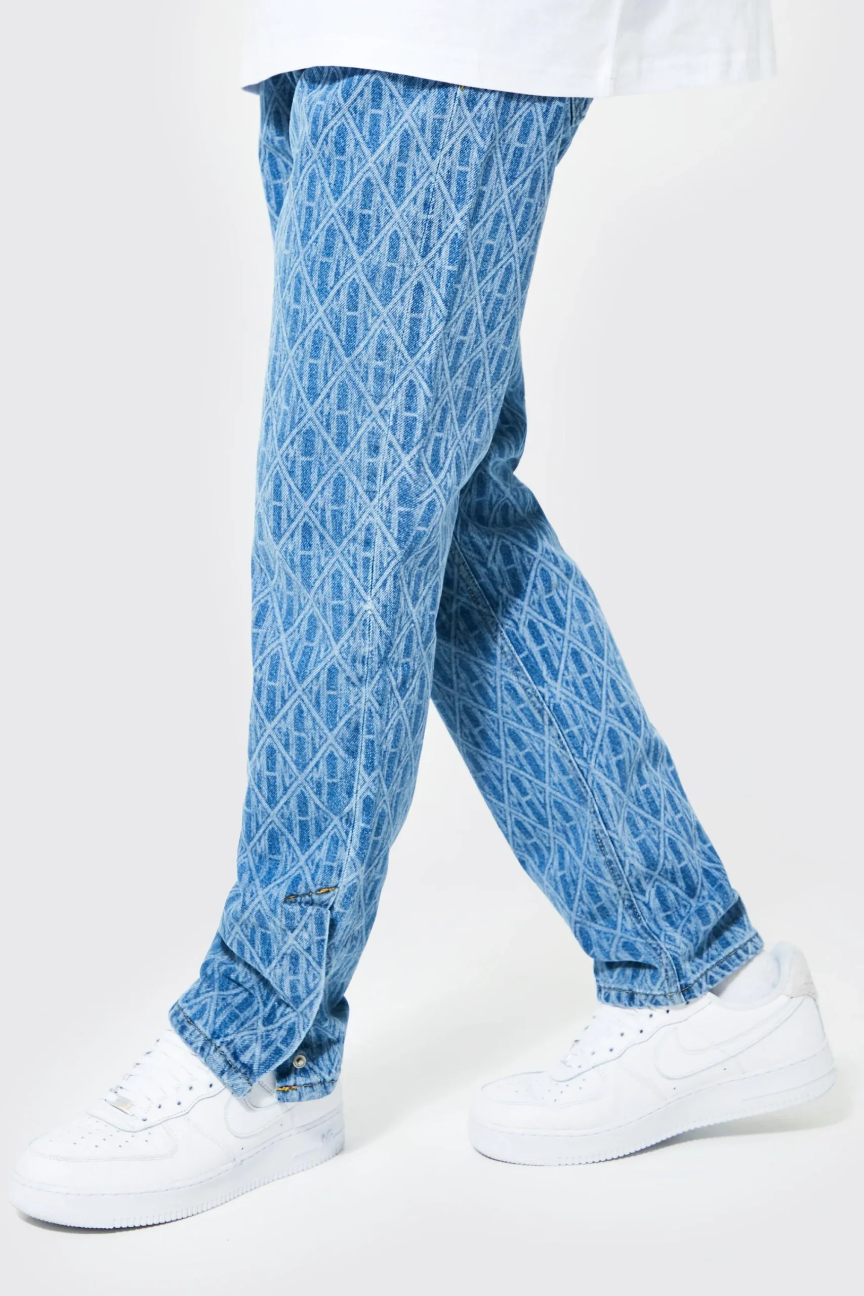 boohooMAN Straight Leg Man Laser Print Jeans | UK| Jeans