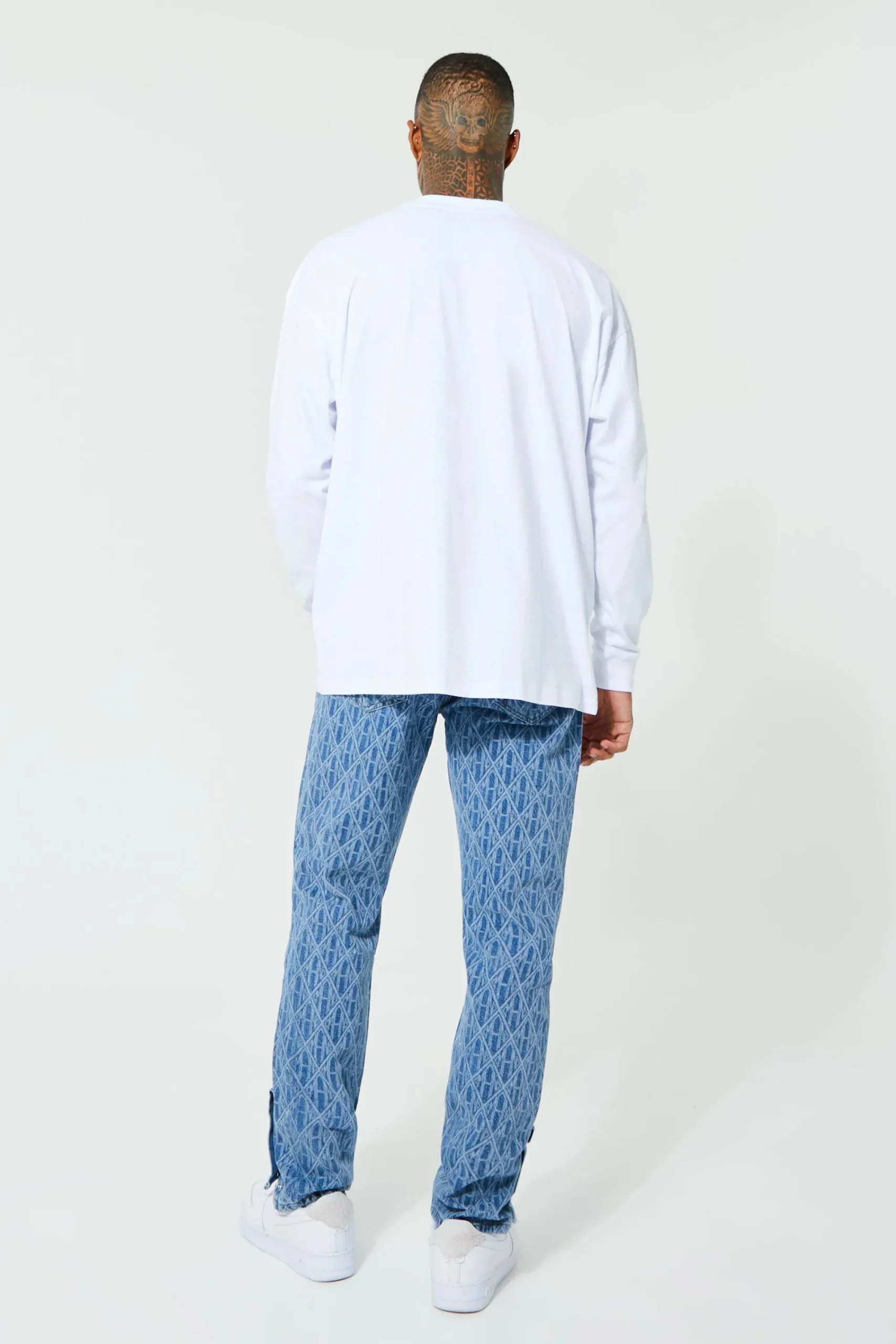 boohooMAN Straight Leg Man Laser Print Jeans | UK| Jeans