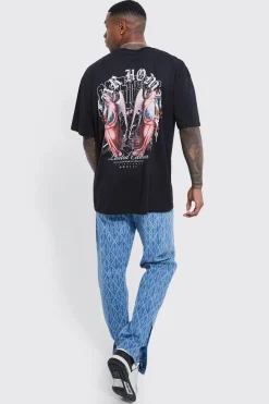 boohooMAN Straight Leg Man Laser Print Jeans | UK| Jeans