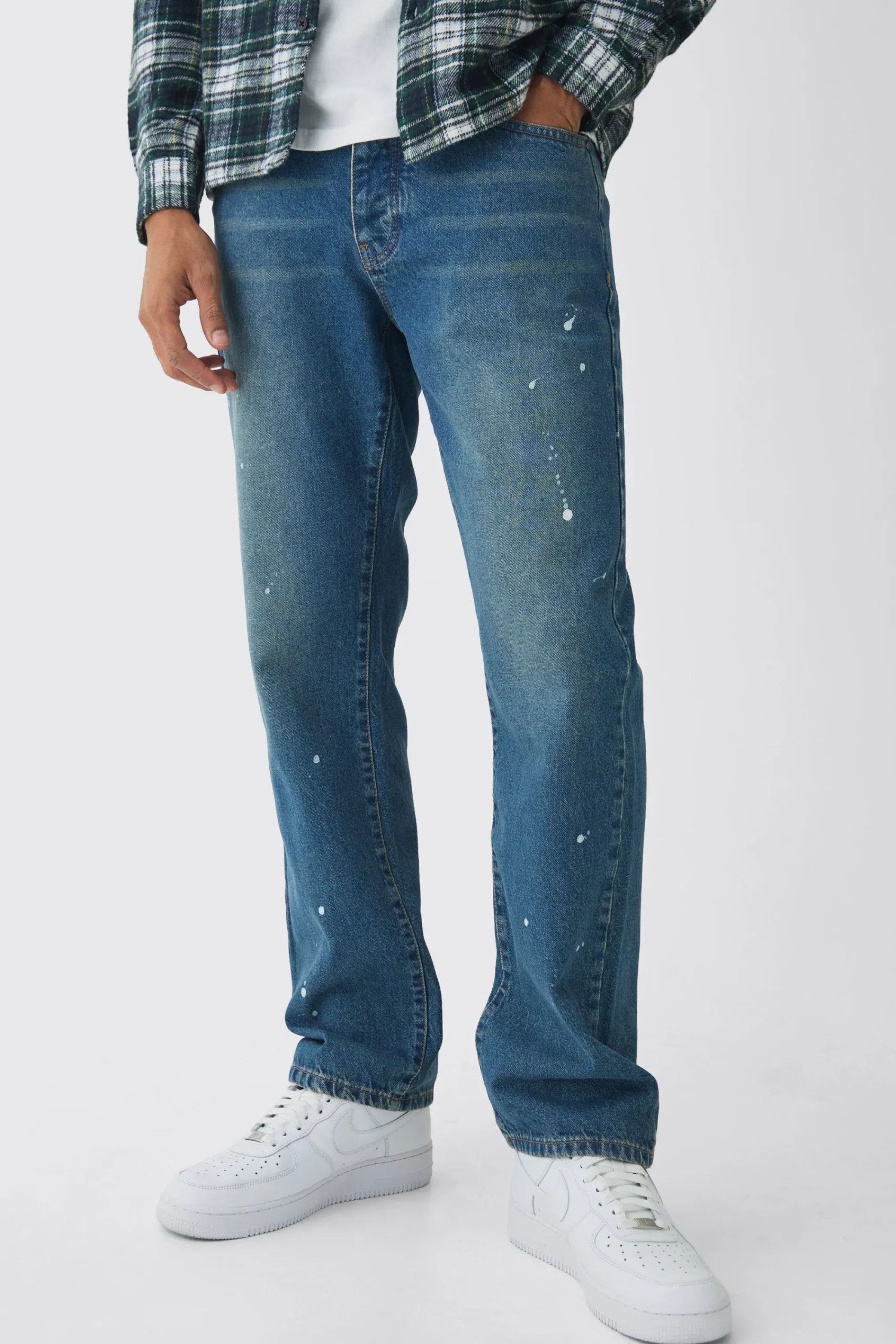 boohooMAN Straight Leg Paint Splatter Jeans With Tonal Embroidery | UK| Sets & Co-Ords|Jeans