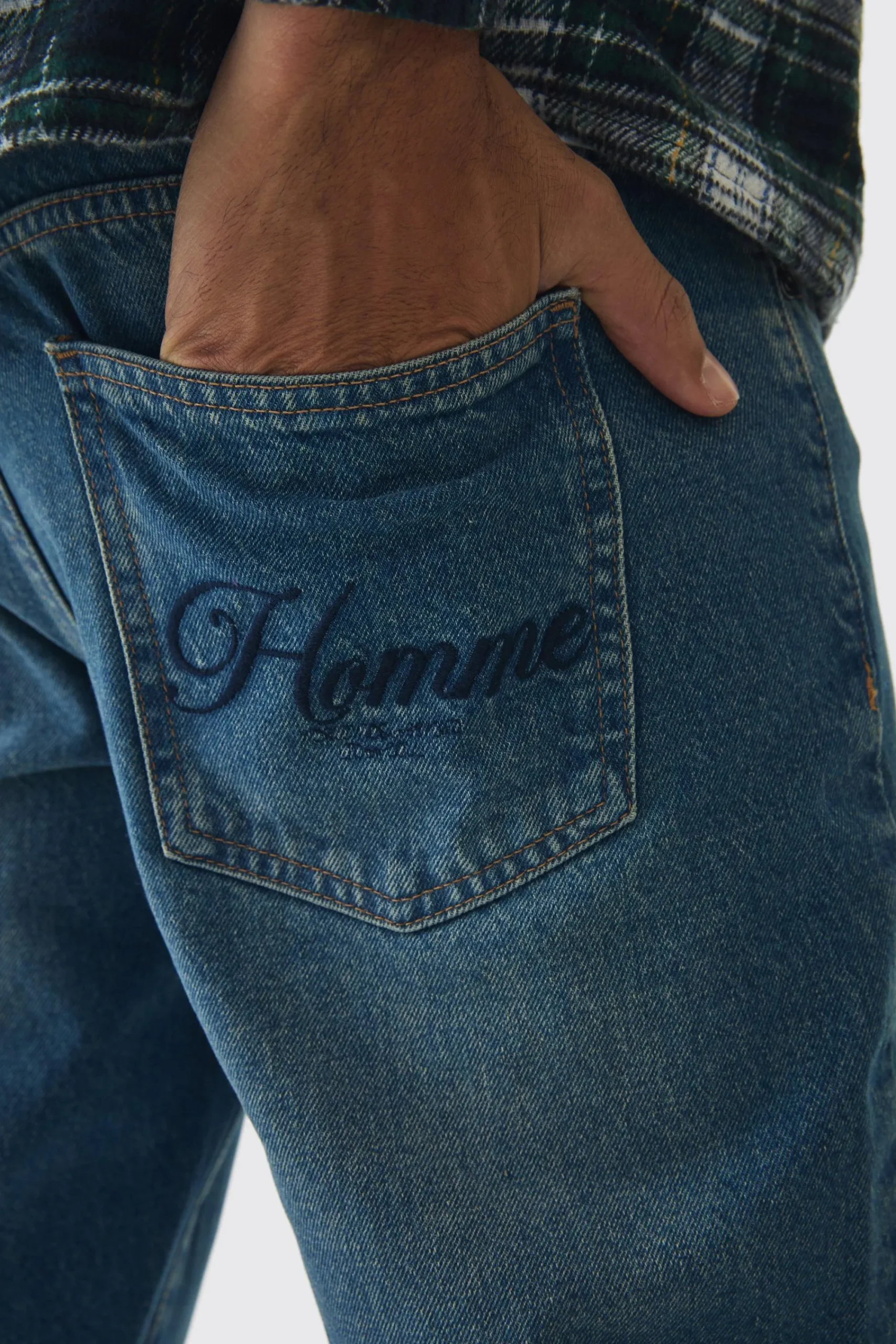 boohooMAN Straight Leg Paint Splatter Jeans With Tonal Embroidery | UK| Sets & Co-Ords|Jeans