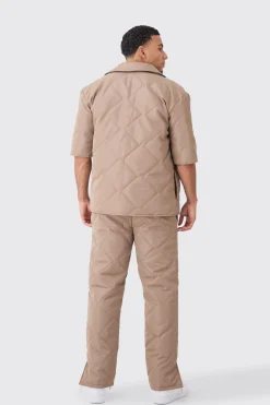 boohooMAN Straight Leg Quilted Trouser | UK| Trousers
