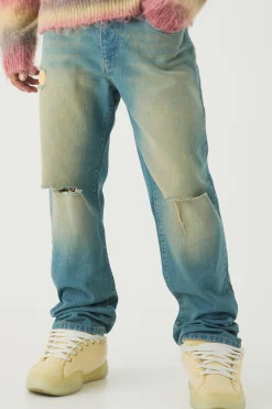 boohooMAN Straight Leg Rigid Ripped Knee Distressed Jeans | UK| Trousers|Jeans