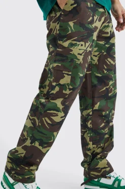 boohooMAN Straight Leg Tie Hem Camo Trouser | UK| Trousers