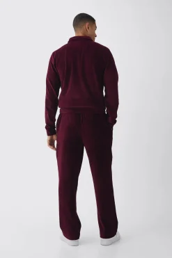 boohooMAN Straight Leg Velour Pleated Jogger | UK| Trousers|Joggers