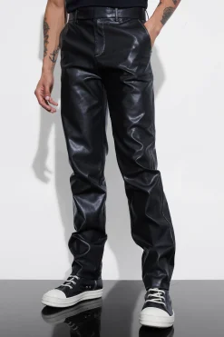 boohooMAN Straight Leg Washed Pu Trouser | UK| Suits & Tailoring|Shirts