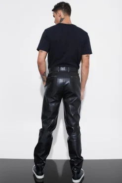 boohooMAN Straight Leg Washed Pu Trouser | UK| Suits & Tailoring|Shirts