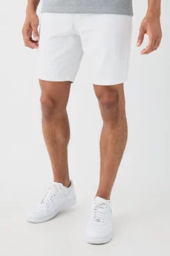 boohooMAN Straight Rigid Denim Shorts With Woven Label | UK| Shorts
