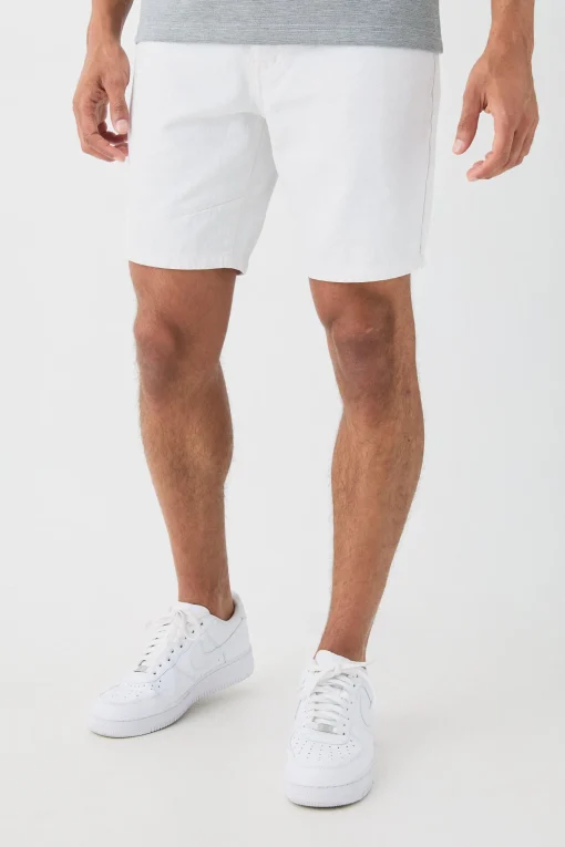 boohooMAN Straight Rigid Denim Shorts With Woven Label | UK| Shorts