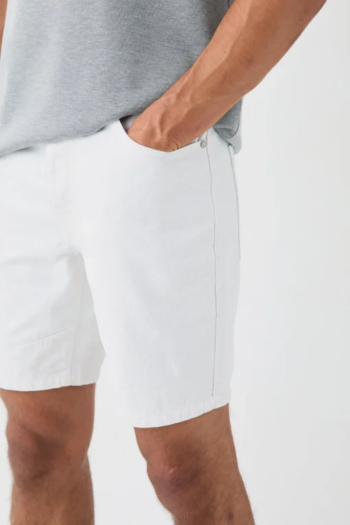 boohooMAN Straight Rigid Denim Shorts With Woven Label | UK| Shorts