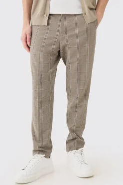 boohooMAN Stretch Textured Check Tailored Trousers | UK| Suits & Tailoring|Trousers