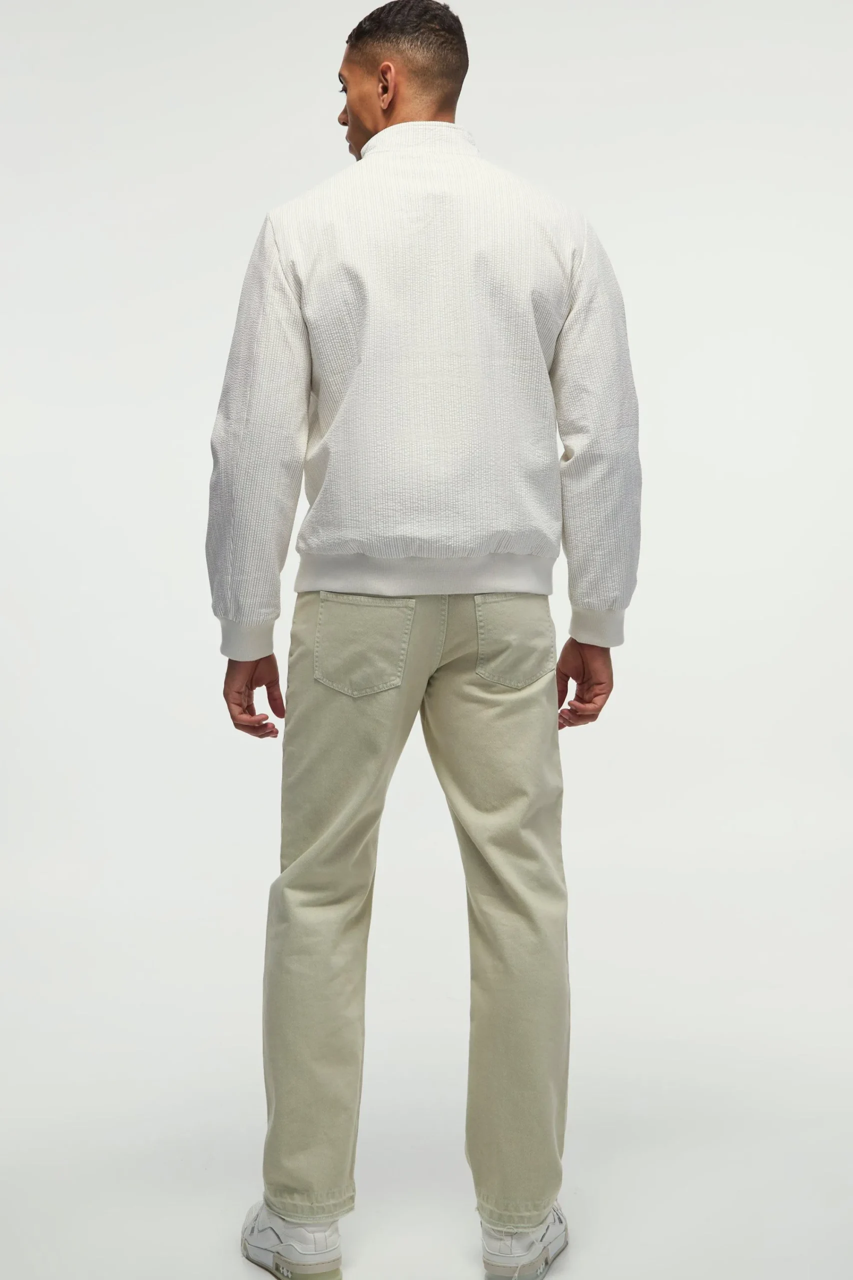 boohooMAN Stripe Seersucker Funnel Neck Smart Jacket | UK| Suits & Tailoring