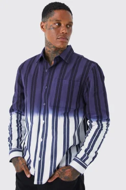 boohooMAN Striped Ombre Twill Overshirt | UK| Shirts