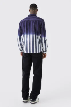 boohooMAN Striped Ombre Twill Overshirt | UK| Shirts