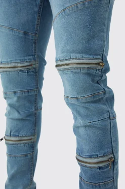 boohooMAN Super Skinny Biker Zip Detail Jeans | UK| Trousers|Jeans