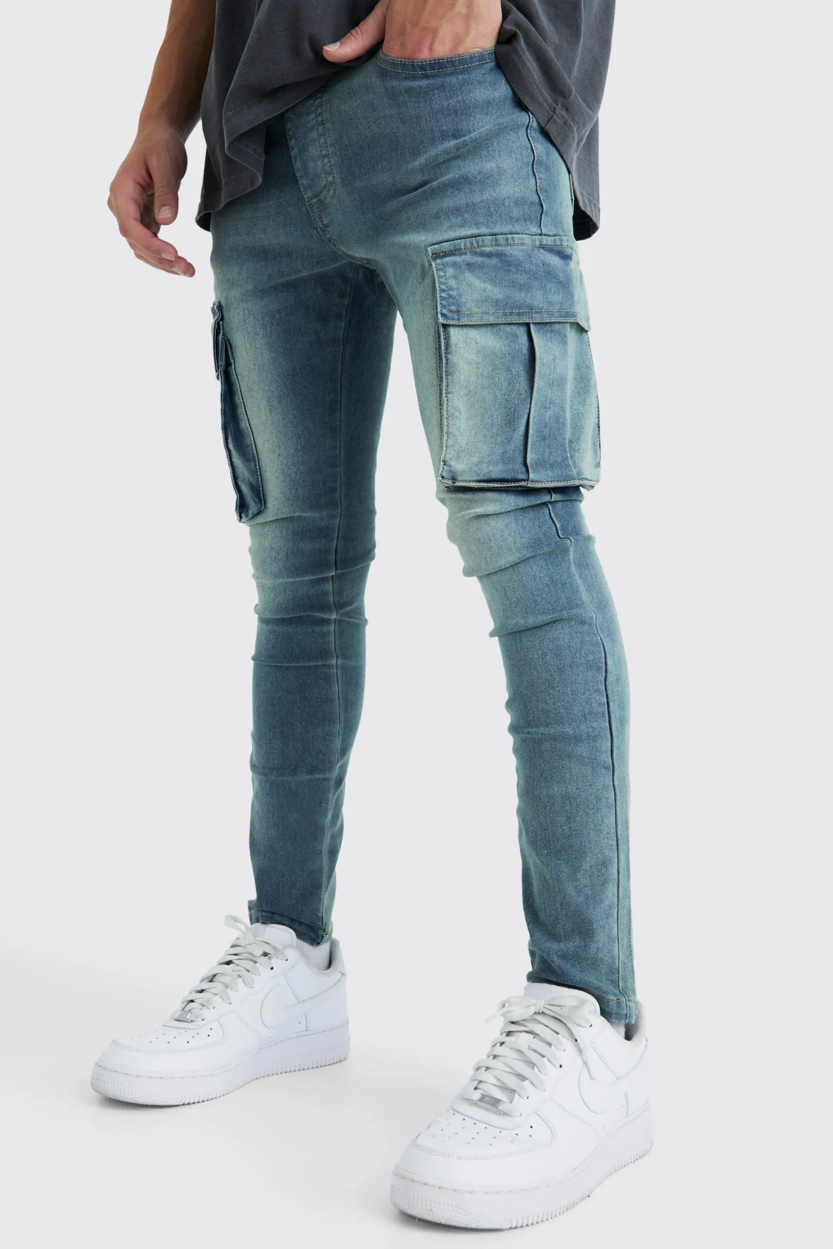boohooMAN Super Skinny Cargo Jeans | UK| Trousers|Jeans