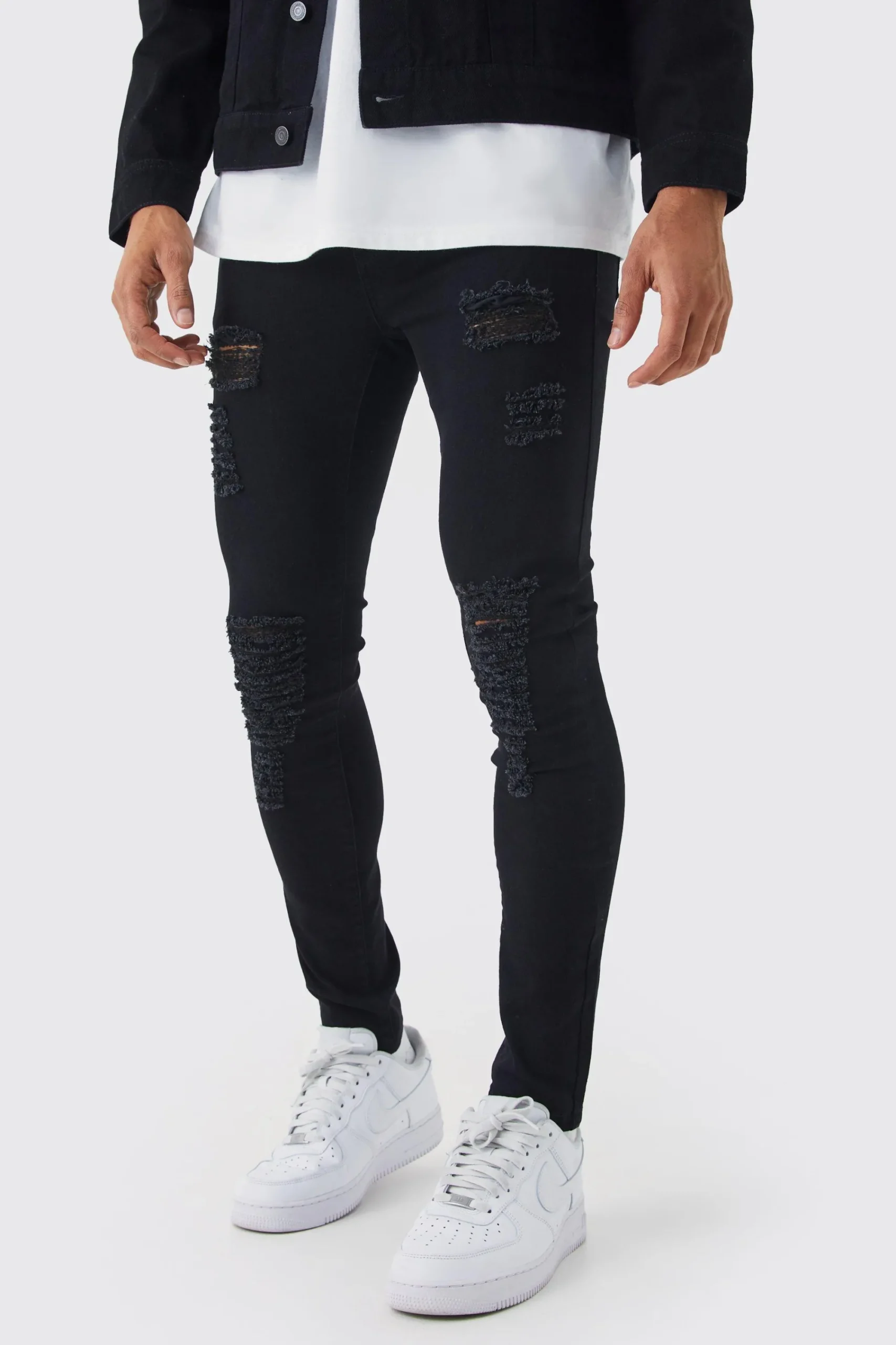boohooMAN Super Skinny Jeans With All Over Rips | UK| Trousers|Jeans