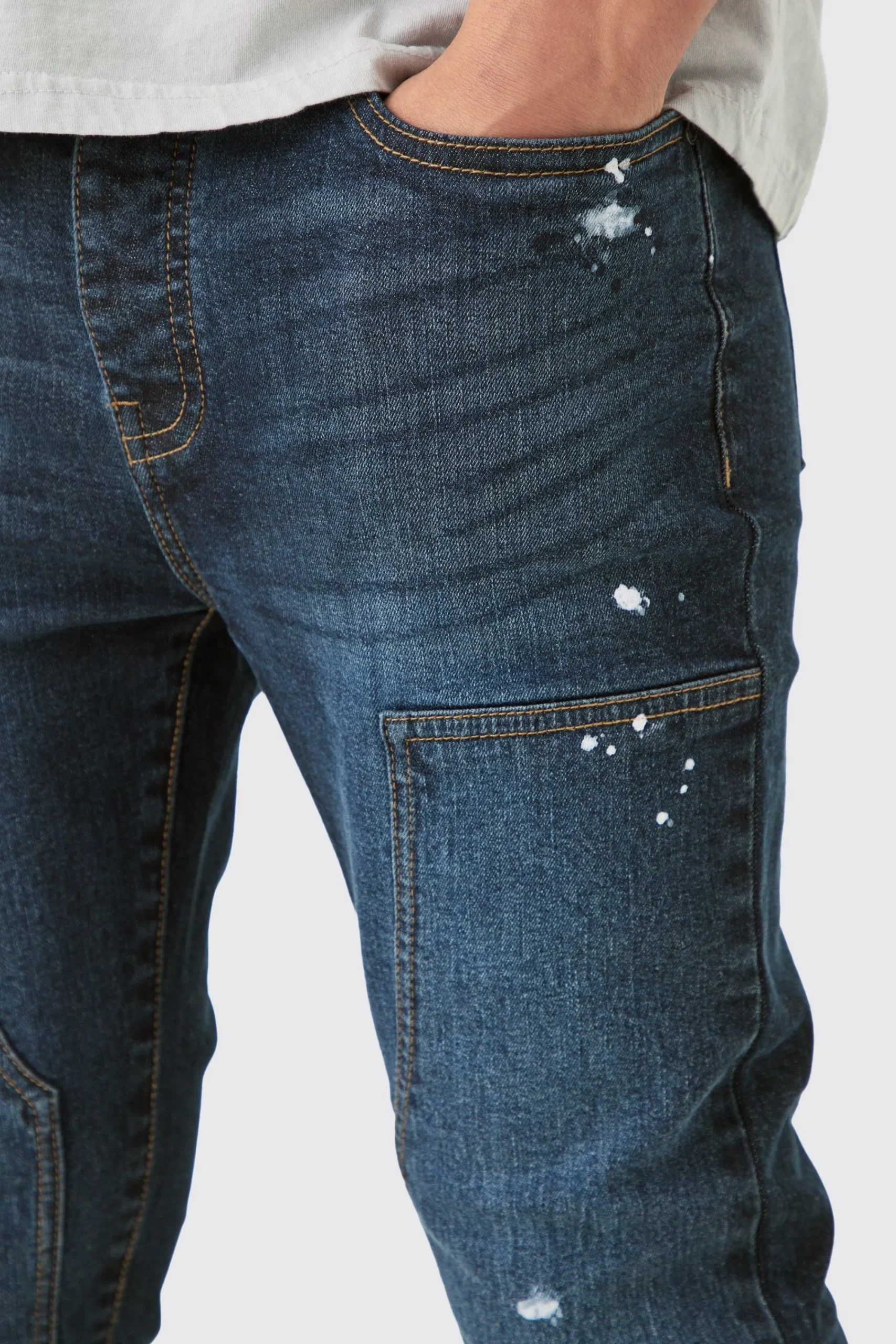 boohooMAN Super Skinny Stretch Carpenter Paint Splatter Jean In Ombre | UK| Trousers|Jeans
