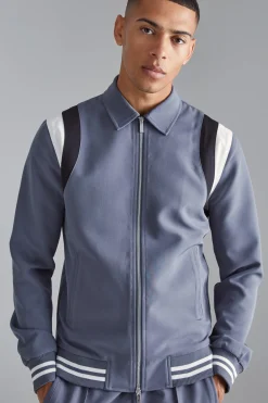 boohooMAN Tailored Collared Varsity Bomber Jacket | UK| Coats & Jackets