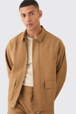 boohooMAN Tailored Regular Fit Pocket Front Zip Up Harrington Smart Set | UK| Suits & Tailoring
