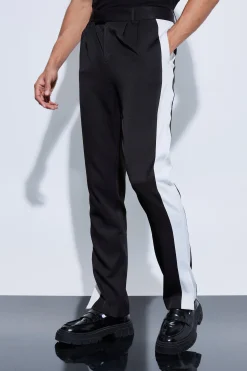 boohooMAN Tailored Sports Stripe Split Hem Trousers | UK| Suits & Tailoring