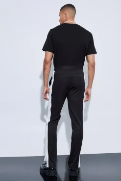 boohooMAN Tailored Sports Stripe Split Hem Trousers | UK| Suits & Tailoring