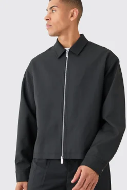 boohooMAN Tailored Zip Up Boxy Fit Harrington Suit | UK| Suits & Tailoring