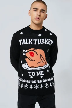 boohooMAN Talk Turkey To Me Christmas Jumper | UK| Knitwear