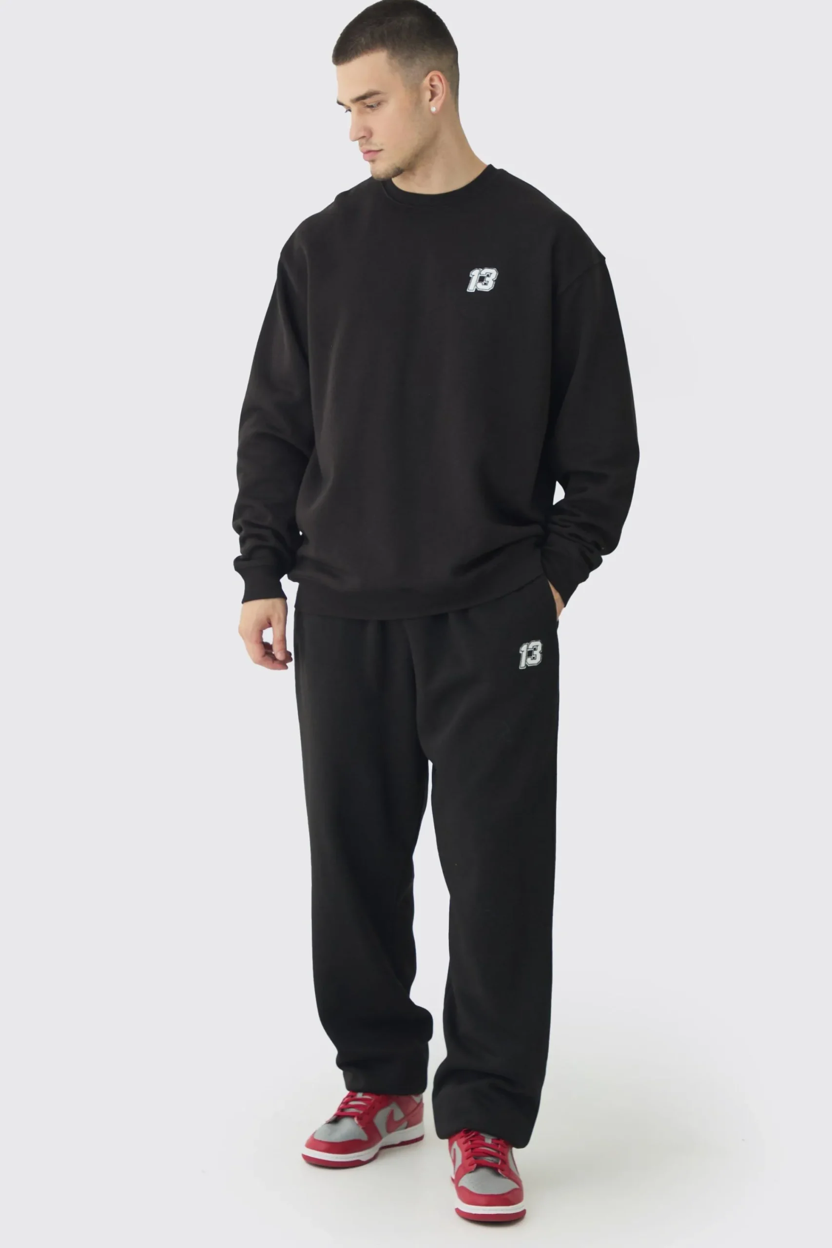 boohooMAN Tall 13 Embroidered Sweat Tracksuit | UK| Tracksuits