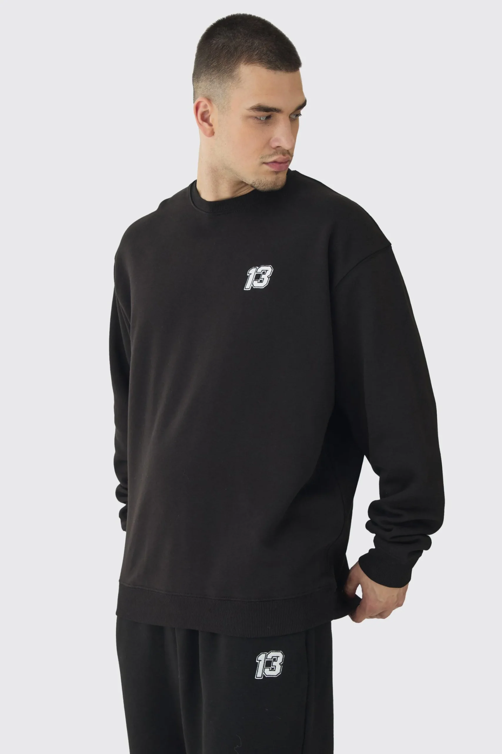 boohooMAN Tall 13 Embroidered Sweat Tracksuit | UK| Tracksuits