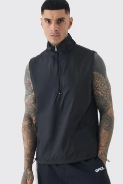boohooMAN Tall 1/4 Zip Lightweight Adjustable Hem Gilet | UK| Coats & Jackets