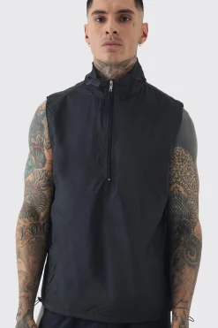 boohooMAN Tall 1/4 Zip Lightweight Adjustable Hem Gilet | UK| Coats & Jackets