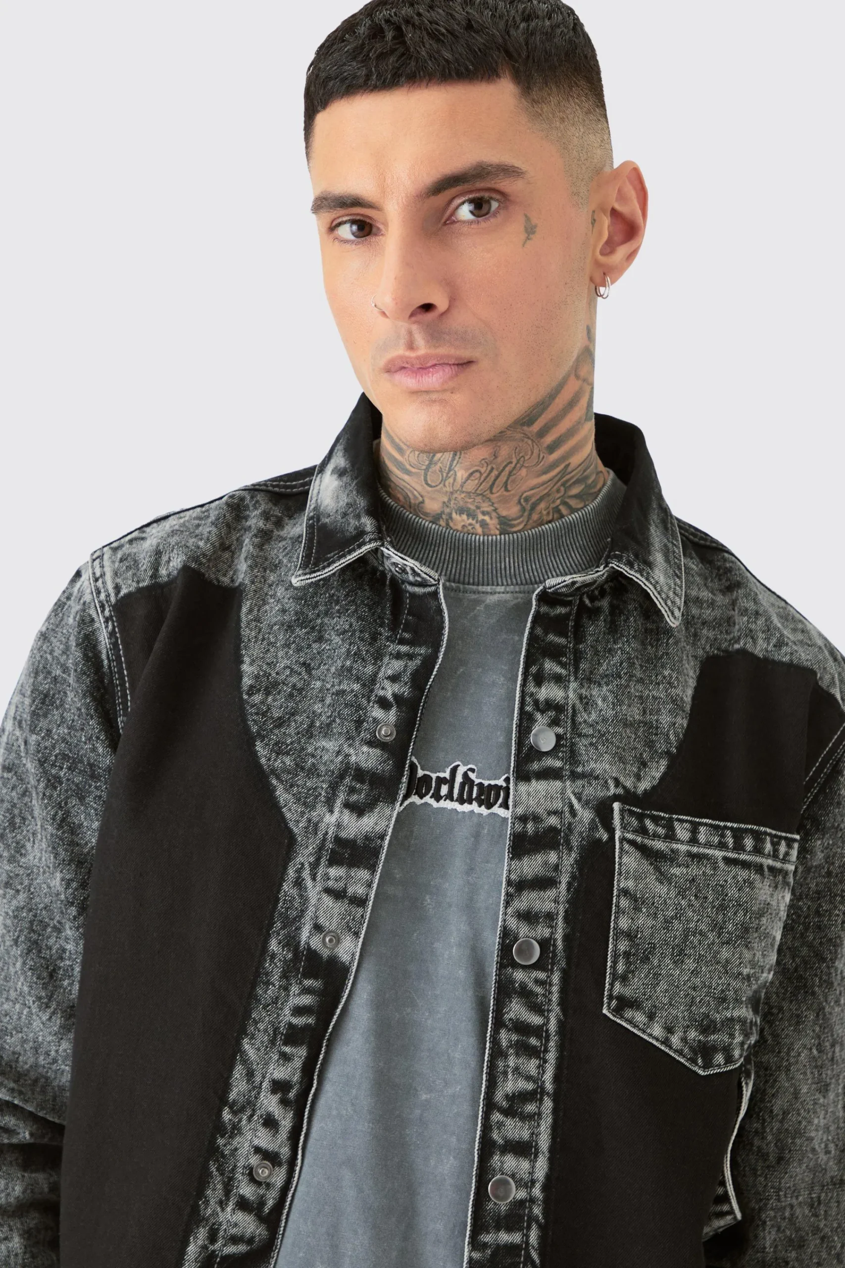 boohooMAN Tall Acid Wash Carpenter Denim Shirt | UK| Shirts