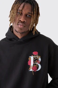 boohooMAN Tall B Floral Graphic Oversized Hoodie | UK| Hoodies & Sweatshirts
