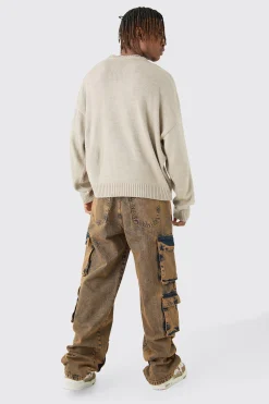 boohooMAN Tall Baggy Fit Acid Wash Cargo Jeans | UK| Trousers|Jeans