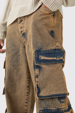 boohooMAN Tall Baggy Fit Acid Wash Cargo Jeans | UK| Trousers|Jeans