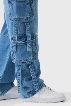 boohooMAN Tall Baggy Rigid Multi Pocket Strap Detail Cargo Jeans | UK| Trousers|Cargos